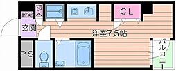 ドゥマン梅田 ワンルームの間取図画像