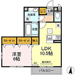 アトリオみなみだいら5 1LDKの間取図画像