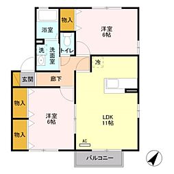 ピュアコートA 2LDKの間取図画像