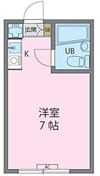 ヴィラ下北沢A号棟 2階ワンルームの間取り