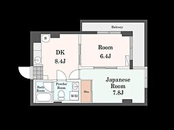 ノアール 3階2DKの間取り