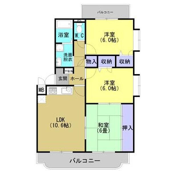 ユーミーアサヒ 401｜栃木県栃木市沼和田町(賃貸マンション3LDK・4階・65.07㎡)の写真 その2