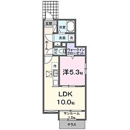 マイコート　Ｈａｒｕ 1階1LDKの間取り