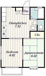 ブランメゾン長後 2DKの間取図画像