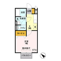 クレベール東出来島 1Kの間取図画像