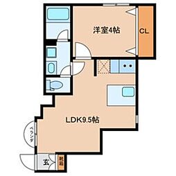 オプサス西新井 2階1LDKの間取り