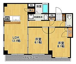 ソレーユ丸武・堤下 3階2LDKの間取り