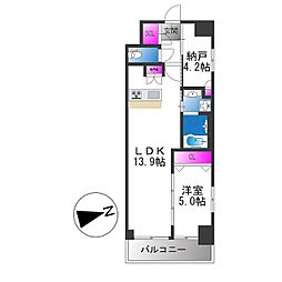 スプランディッド上本町WESTII 1SLDKの間取図画像