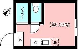 β ワンルームの間取図画像
