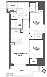 ザ・ゲートハウス浅草雷門 9階2LDKの間取り