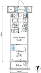 プライムブリス上野元浅草 1DKの間取図画像