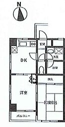 コスモハイツ伊藤 2階2DKの間取り