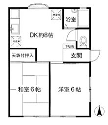 サンパーク芝 2DKの間取図画像