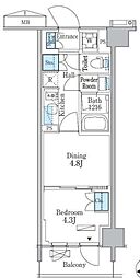 パークアクシス品川南大井パークフロント 5階1DKの間取り