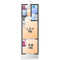 REVITA鳳北町3丁 2階1LDKの間取り