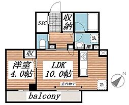 八幡宿マンション 1LDKの間取図画像