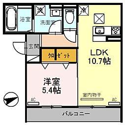 南海高野線 我孫子前駅 徒歩6分の賃貸アパート 1階1LDKの間取り