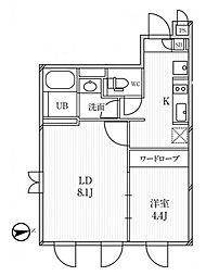 ルクレ高田馬場 1LDKの間取図画像
