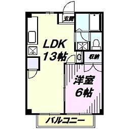 サンビューラーB 1LDKの間取図画像
