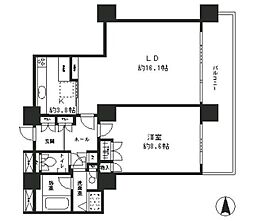 リバーポイントタワー 18階1LDKの間取り