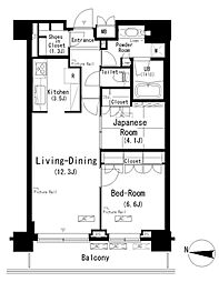 パークアクシス辰巳ステージ 13階2LDKの間取り