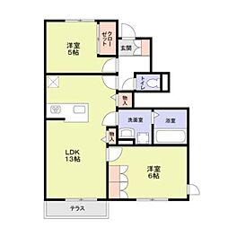 府中市栄町2丁目アパート 2LDKの間取図画像