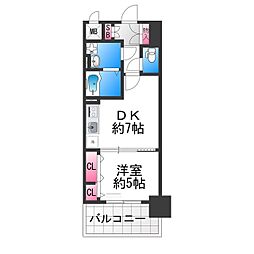 シティーコート堺駅前ロータリー 1DKの間取図画像