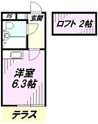 Reno所沢 1階ワンルームの間取り