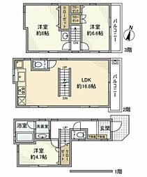 小山戸建 1階3LDKの間取り