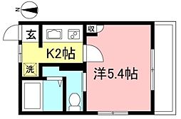 コーポ錦 1Kの間取図画像