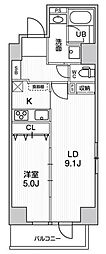 ブラウ菊川 1LDKの間取図画像