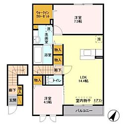 プリムヴィラ 2LDKの間取図画像