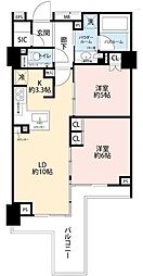シティハウス二子玉川 3階2LDKの間取り