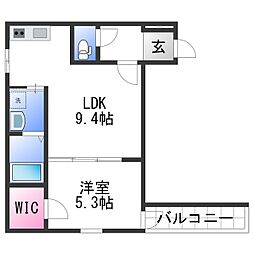 フジパレス吹屋町II番館 1階1LDKの間取り