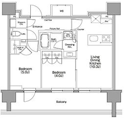 ザ・パークハビオ行徳駅前 10階2LDKの間取り