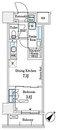 パークアクシス横浜伊勢佐木町通り 1DKの間取図画像