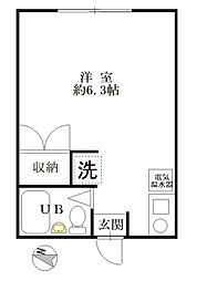ヒルトップハイツ 1階ワンルームの間取り