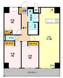 サンパティーク 9階3LDKの間取り