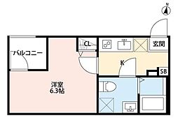 MARCH平井 1Kの間取図画像