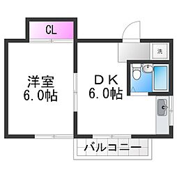 ハウス大幸 1DKの間取図画像