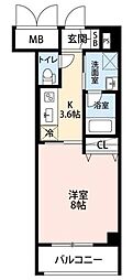 モーヴ粕壁東 1Kの間取図画像