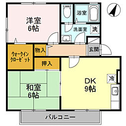 セントラルハイムA 2DKの間取図画像