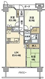 オーベルグランディオ萩中センターウィング 3LDKの間取図画像