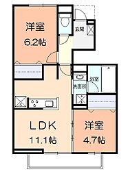 ソレイユ湘南太平台B 2LDKの間取図画像
