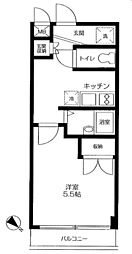 カプリーヌ栄 1Kの間取図画像