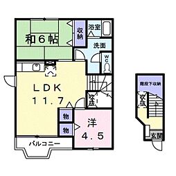 プランタンA 2階2LDKの間取り