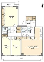 コンフォリア竹ノ塚イースト 11階3LDKの間取り