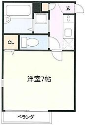 K.Gフラット 1階1Kの間取り