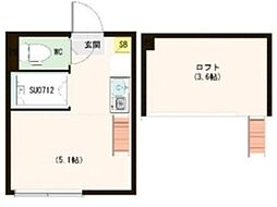 YuzHouse 1階ワンルームの間取り