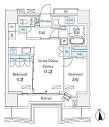 STANDZ四天王寺前夕陽ヶ丘 2LDKの間取図画像